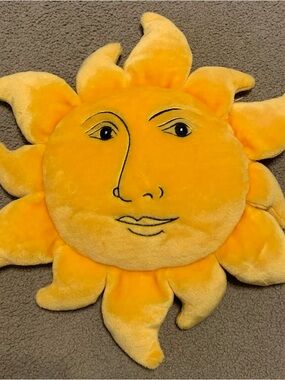 Vintage Celestial Yellow Sun Face 19” Salamander Graphix 1990s Decor Pillow